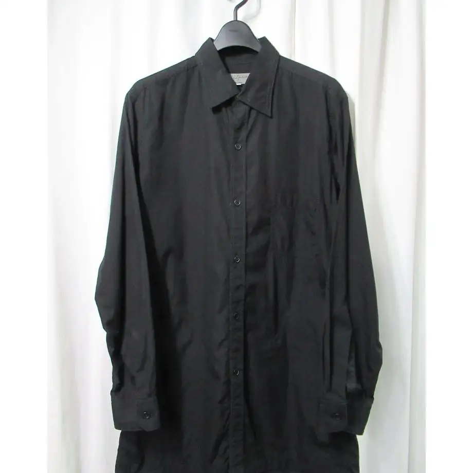 

Топ-Аммамото ® Минималистичная черная рубашка с длинными рукавами и лацканами, мужская повседневная свободная рубашка размера, простой ТОП