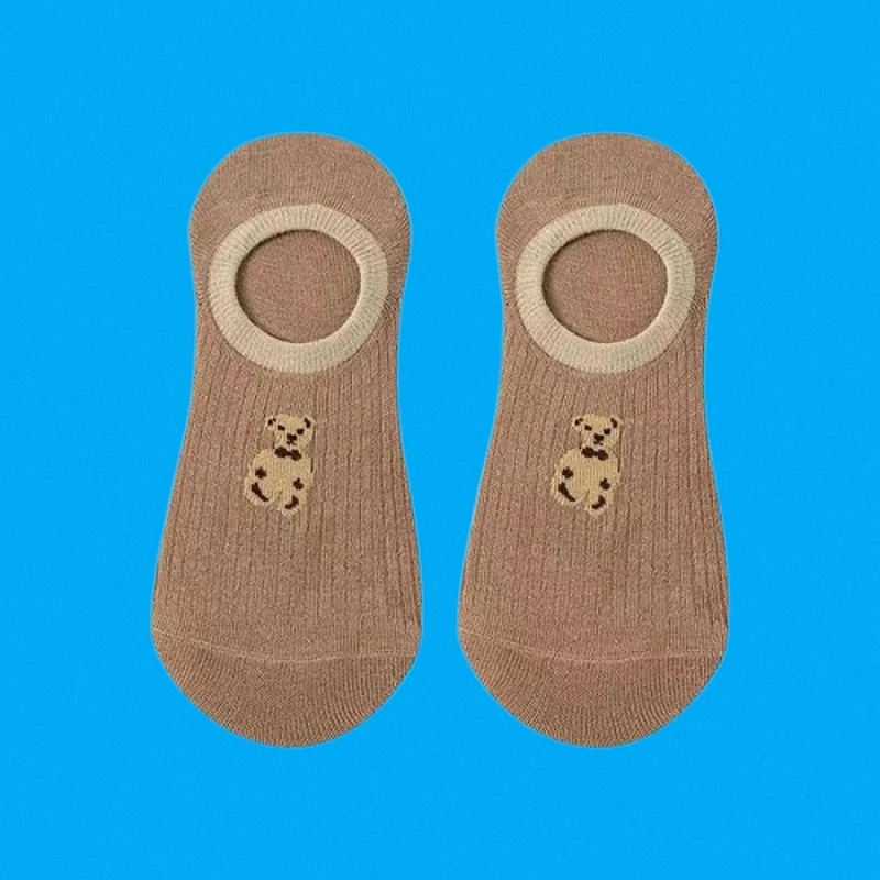 Calcetines invisibles de corte bajo para mujer, medias antideslizantes con dibujos animados, informales, de algodón, transpirables, 5/10 pares