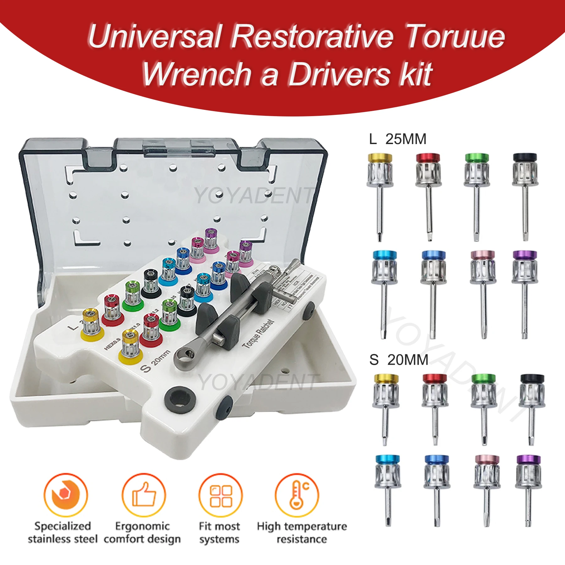 

High Quality Dental Implant Screwdriver Tools Torque Wrench Ratchet 10-70NCM with Drivers & Wrench Kit Multifunctional