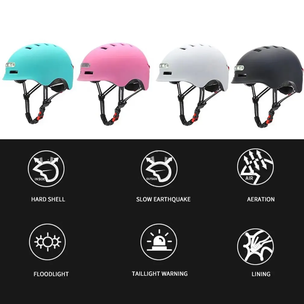 Motorcycle Helmet Lighting Headlight Warning Taillight Flash USB Charging Electric Scooter Balance Riding Skating Safety Helmet