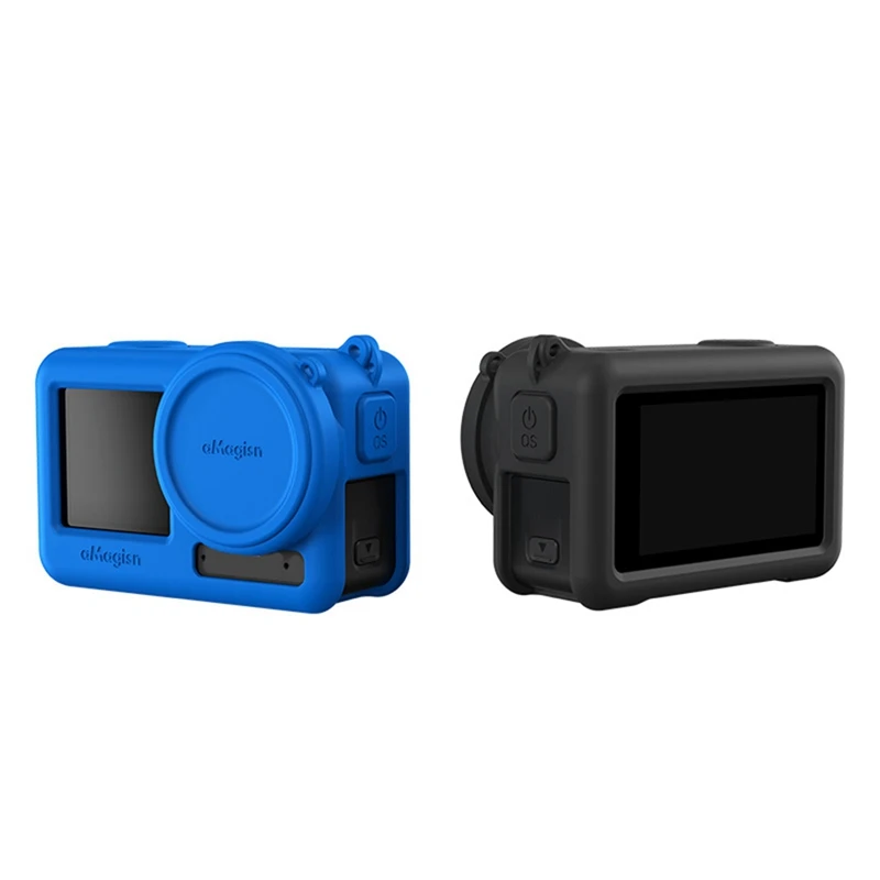 ABDE-Amagisn حافظة واقية من السيليكون مع غطاء للعدسات غطاء حماية مقاوم للخدش ملحقات الكاميرا لـ DJI Osmo Action 4