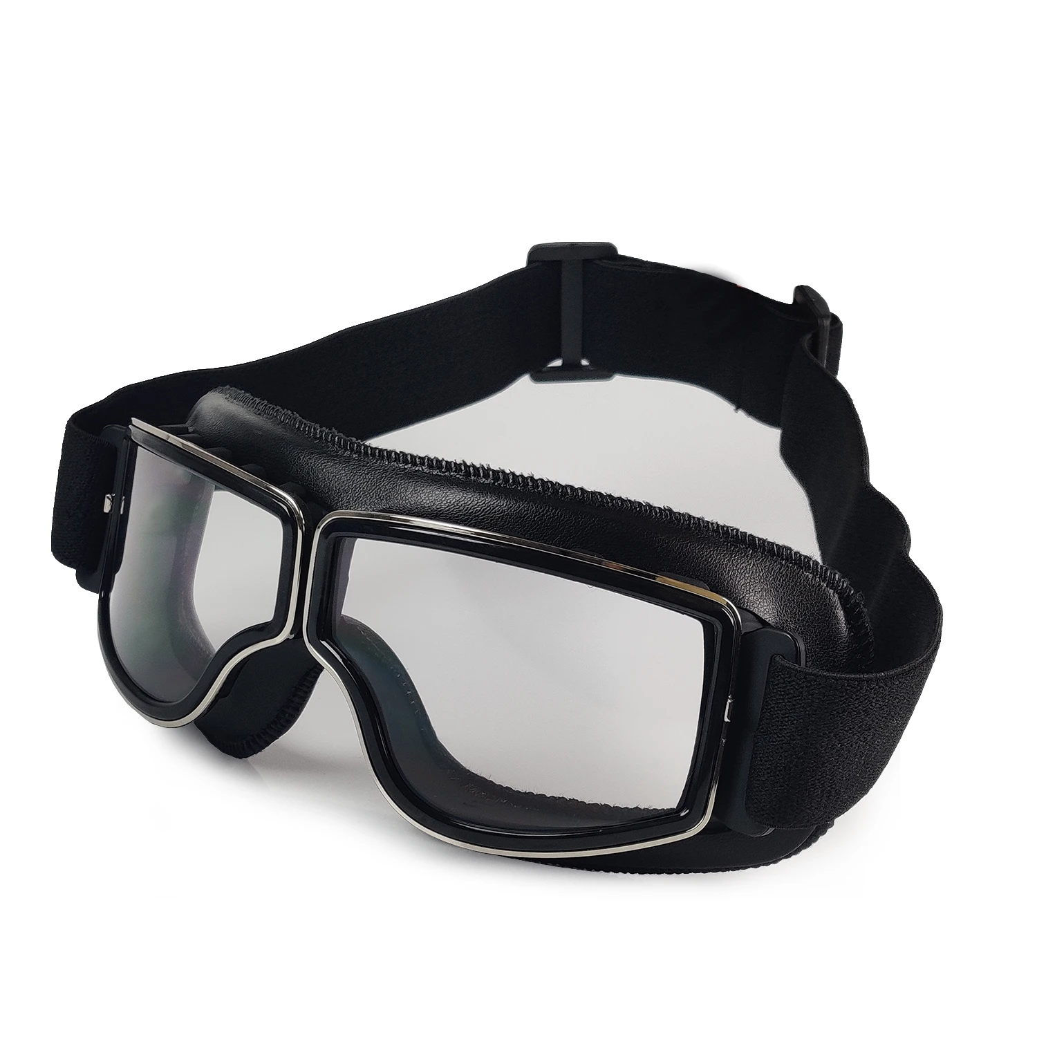 Retro Leather Moto Glasses - Foldable Windproof, UV Sunglasses, Universal Helmet Fit, Biker Accessories