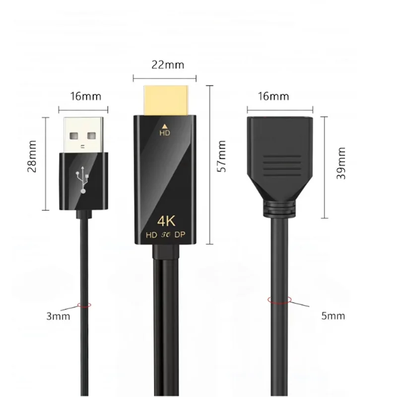 Kabel konwertujący męski na żeński Displayport zgodny z HDMI Kabel adaptera konwertera zgodny z HDMI na DP