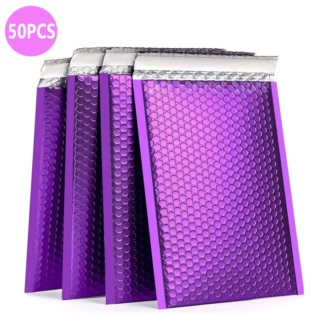 Lot de 50 enveloppes à bulles XR, rembourrées, auto-scellantes, rose, violettes, pour cadeau