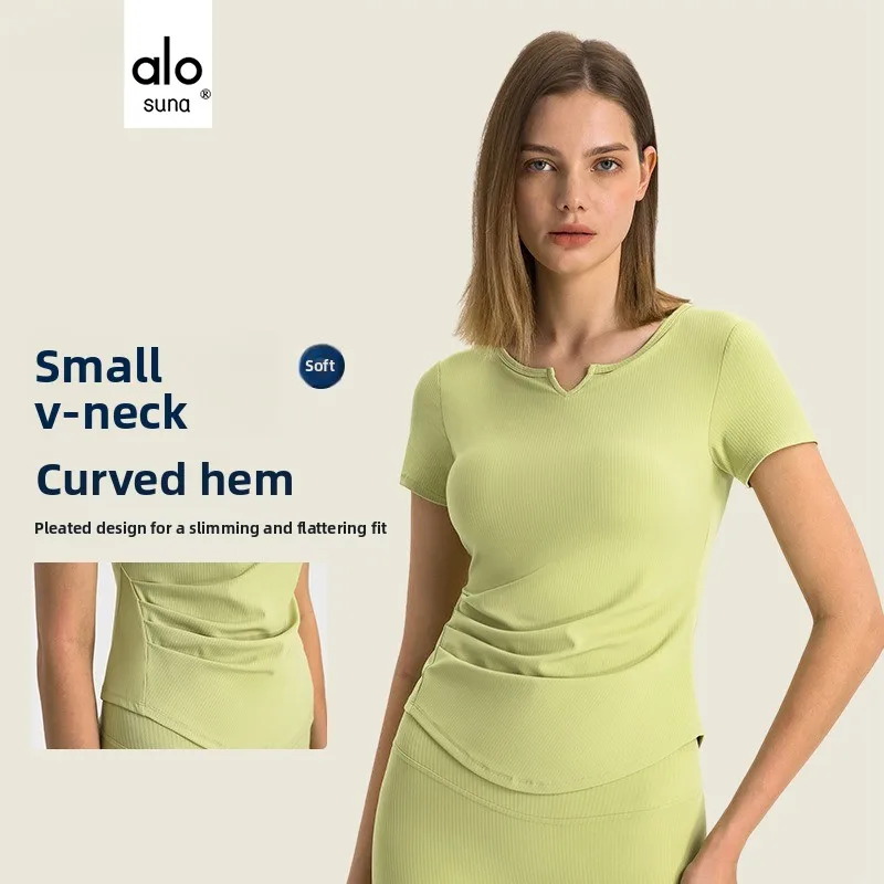

Alo Suna Fashion Small V-Neck Sports Short Sleeve Women's Fitness Running Slim Skinny Yoga Top