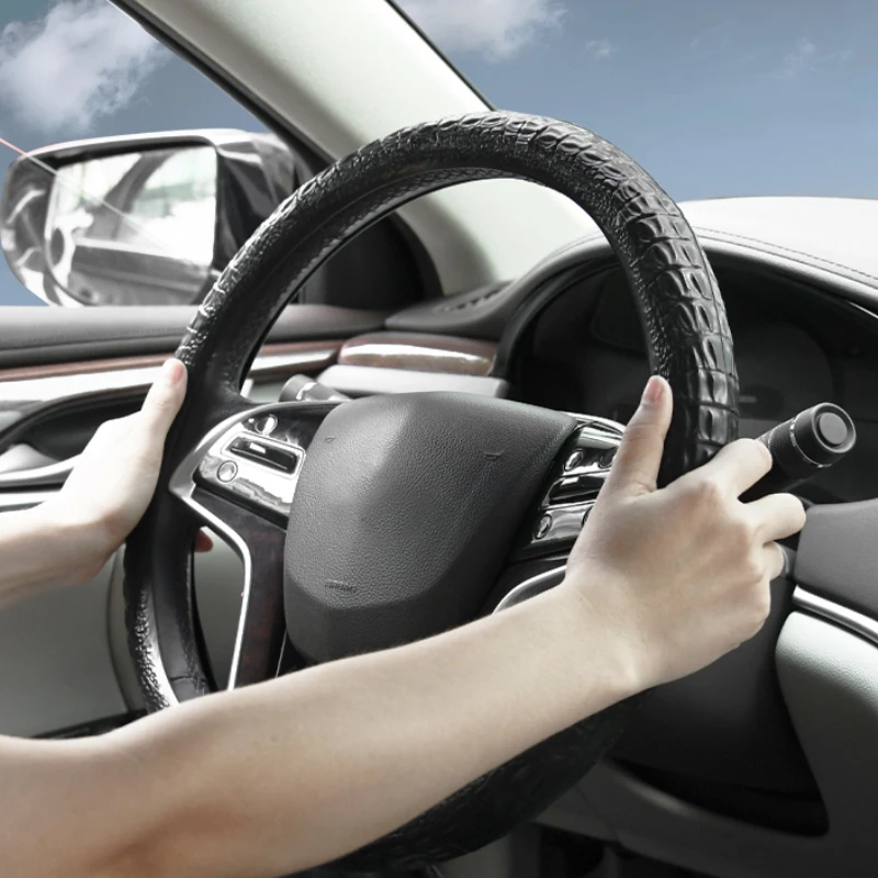 Universal Crocodile Grain Leather Car Steering Wheel Cover O or D Type Four Seasons Comfortable Handle Case Interior Accessories - Image 5