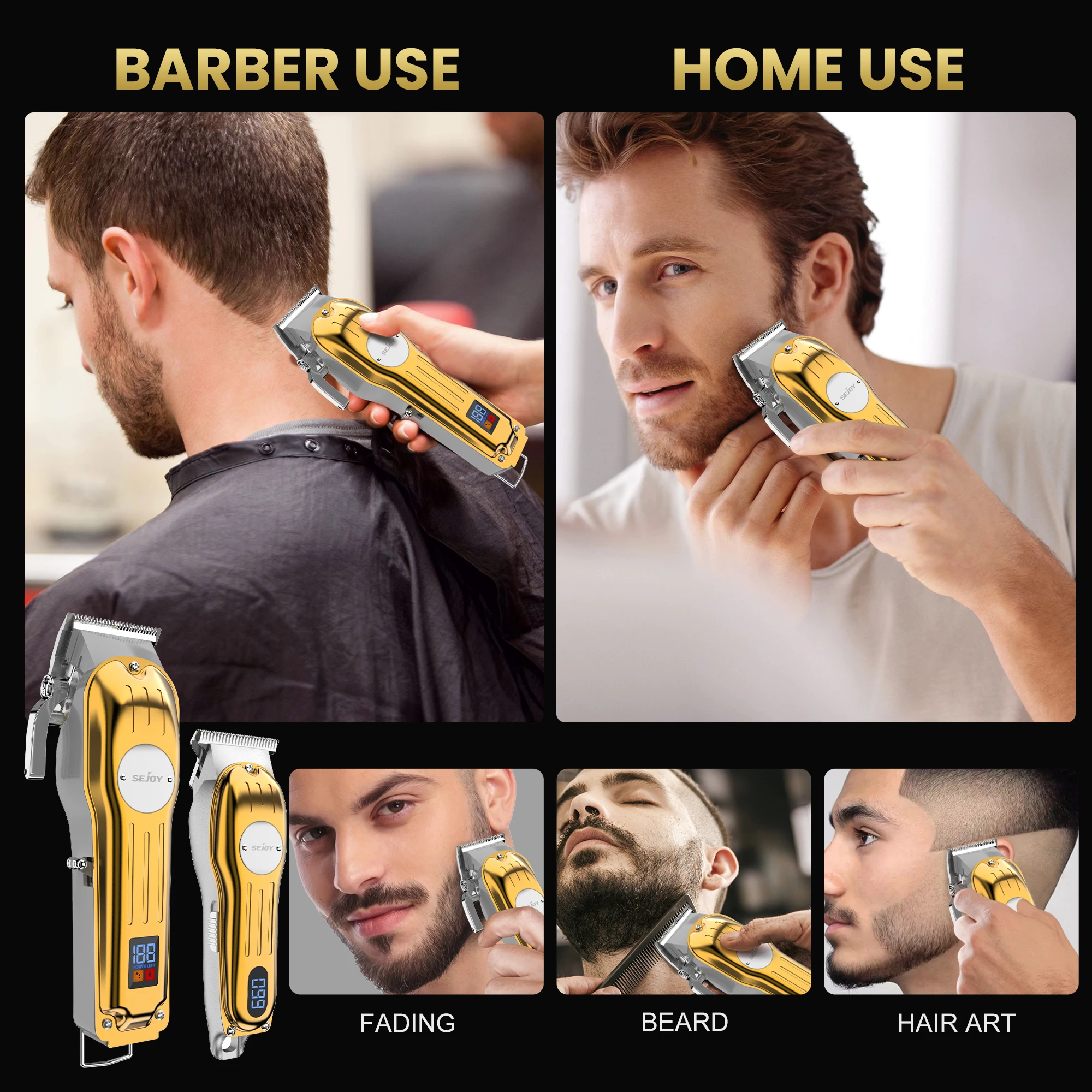 Professional Full Metal Combo Kit Barber Hair Clipper for Men Electric Beard Hair Trimmer Rechargeable Hair Cutting Machine