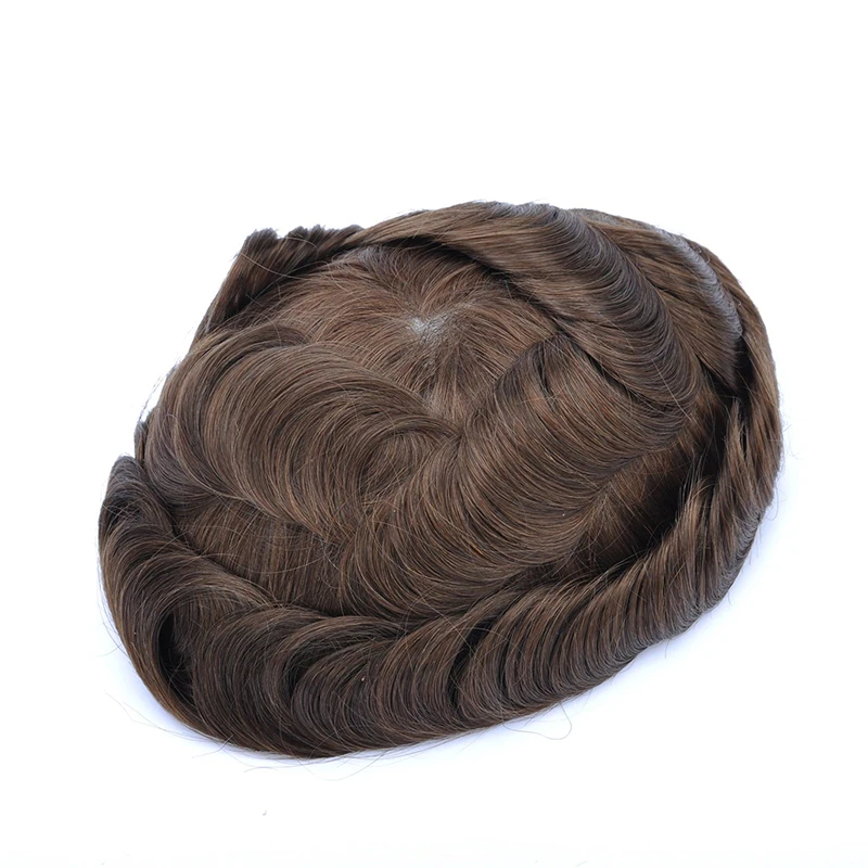 Topunique Full Swiss Lace 90% Light to Medium Light Men Toupee Capillary Prothesis Hair Piece For Men Hair Replacement System