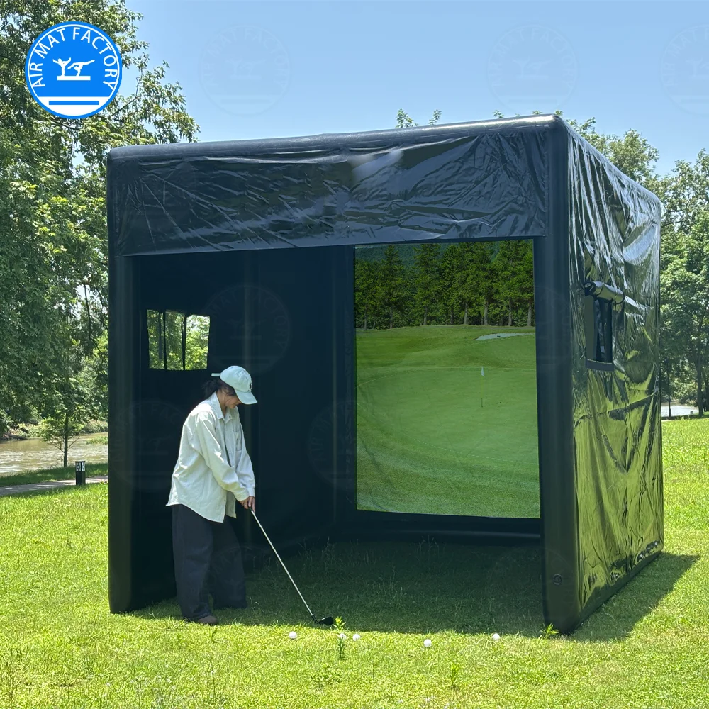 

Stock in US! Inflatable golf simulation tent for swing practice, Inflatable driving range, shooting tent,suit for Daily training