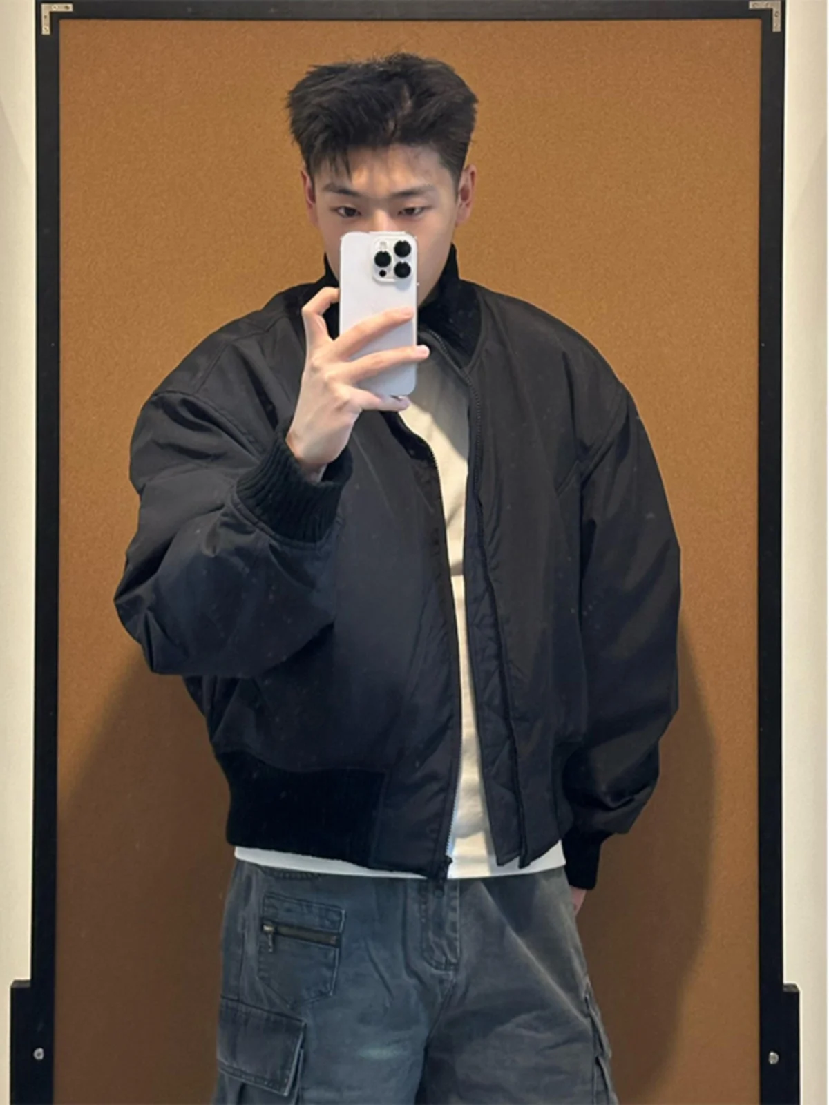 

Мужская зимняя теплая куртка-бомбер из утолщенного хлопка с воротником-стойкой на молнии, повседневная куртка прямого кроя