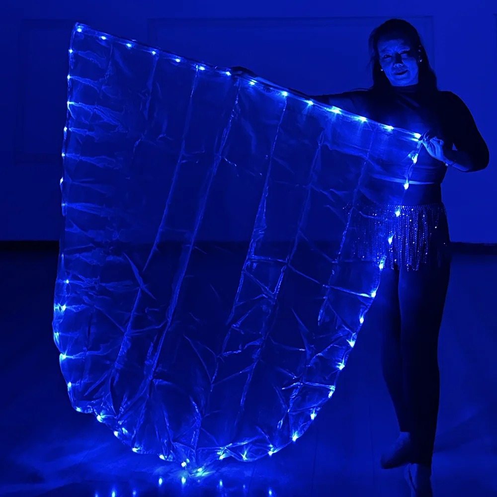 Akcesoria do Tańca Brzucha Świecące Flagi LED Białe Czerwone Niebieskie Kolory Flagi Dla Dorosłych Występ Sceniczny Ćwiczenia Karnawałowy Strój Rekwizyty