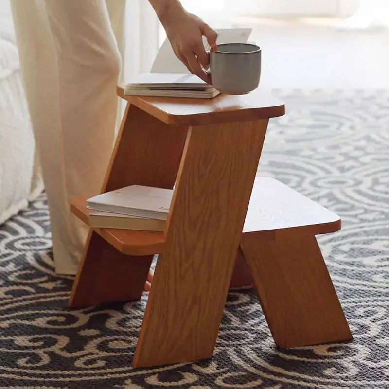 Morden Footrest Wooden Nordic Step Ladder Stools Retro Multifunctional Ottoman Living Room Small Side Table Interior Furniture