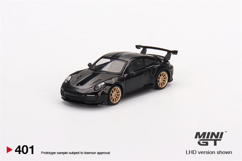 1:64 GT2 RS Black gold hub 911 sports car, alloy static miniature car fashion play model, adult premium collection accessories.