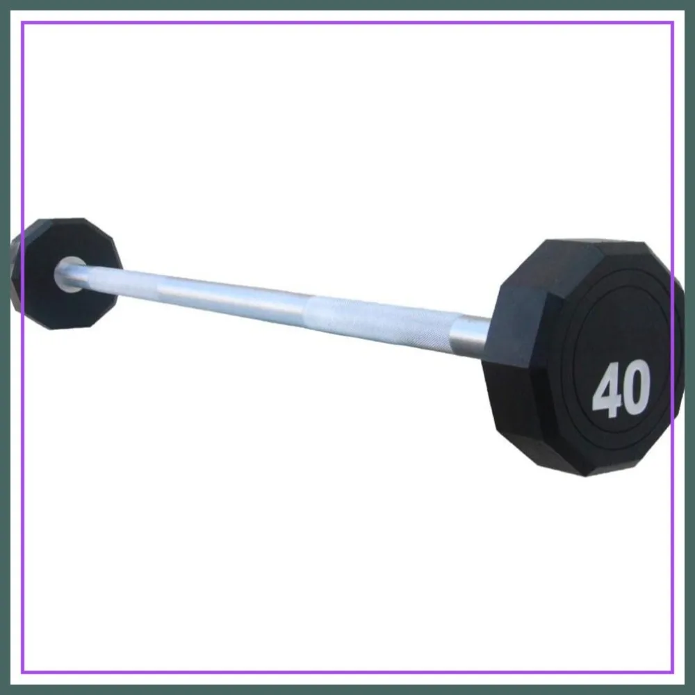 

10-Sided Fixed Urethane Encased Straight Barbell for Home Gym Weightlifting