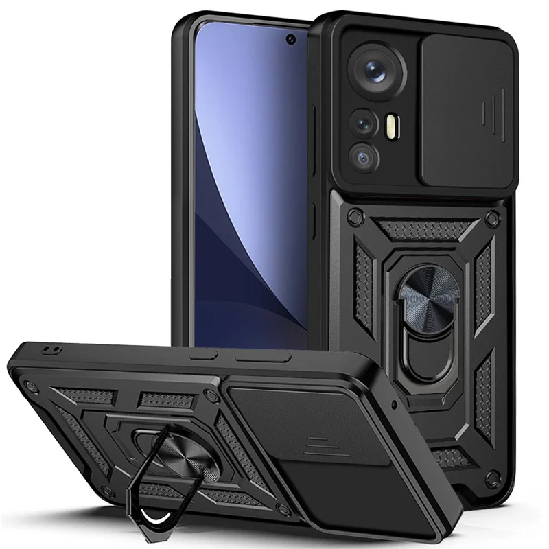 For Xiaomi Mi 12 Pro 12X 5G Case Car Magnetic Holder Ring Shockproof Armor Case For Xiaomi Mi12 Mi12X Slide Camera Protect Cover