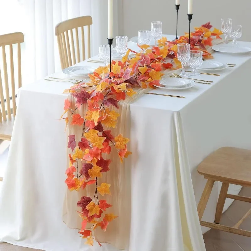 Thanksgiving Autumn Maple Leaf Vine Wall Light, Flexible Branch LED Fairy String Light Fall Maple Garland Lamp for Fireplace Wall Home Bedroom Decor