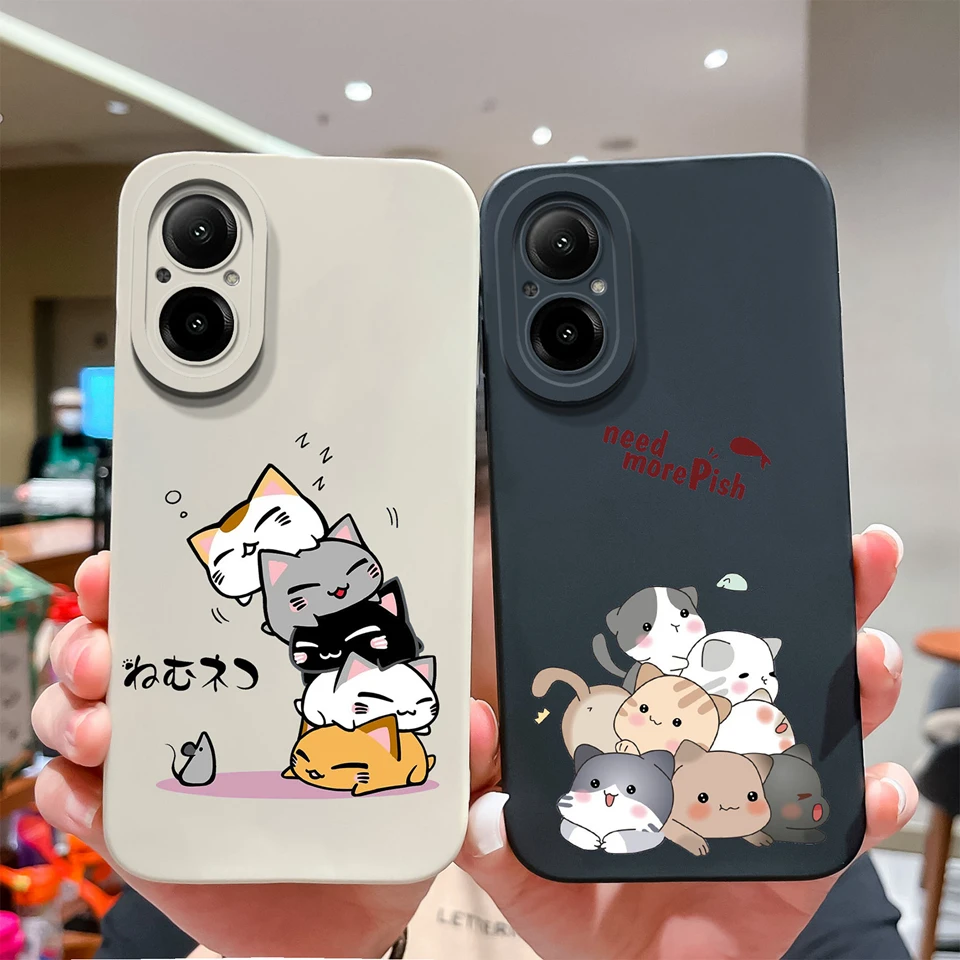 For Oppo Realme C67 4G Case Lovely Cat Liquid Silicone Durable Fashion Simplicity Back Cover For Oppo Realme C67 RealmeC67 Funda