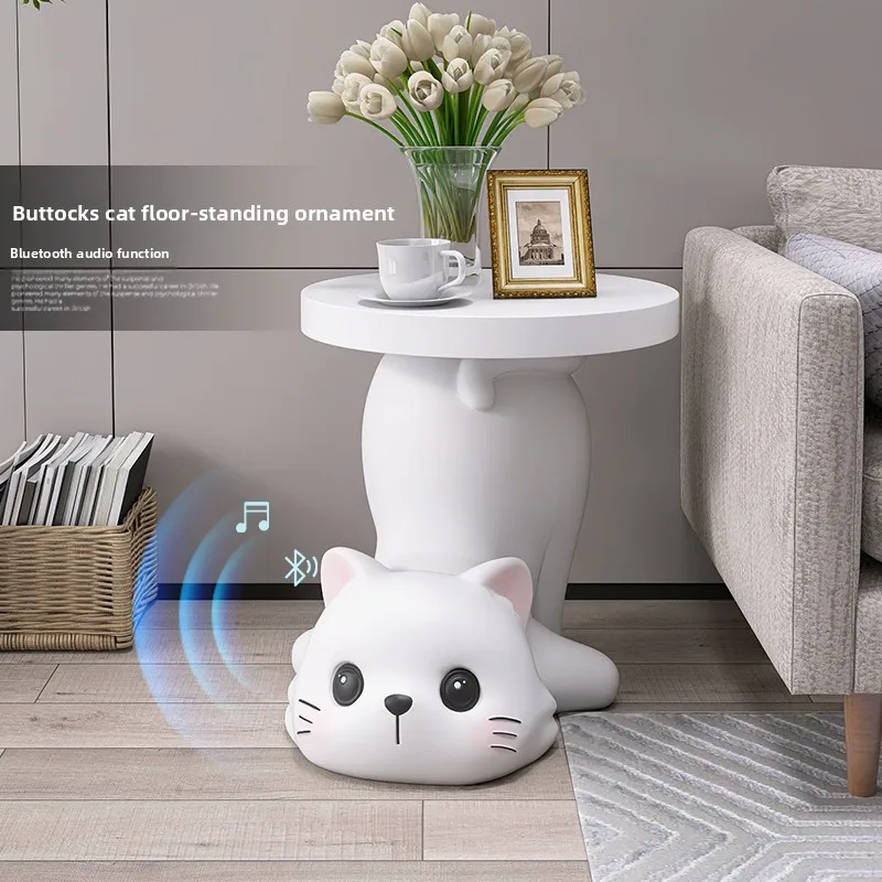 

Home Decor Sculpture Figurines Decoration Accessorie Large floor Ornament with a curved cat tray Living Room Resin Animal Statue