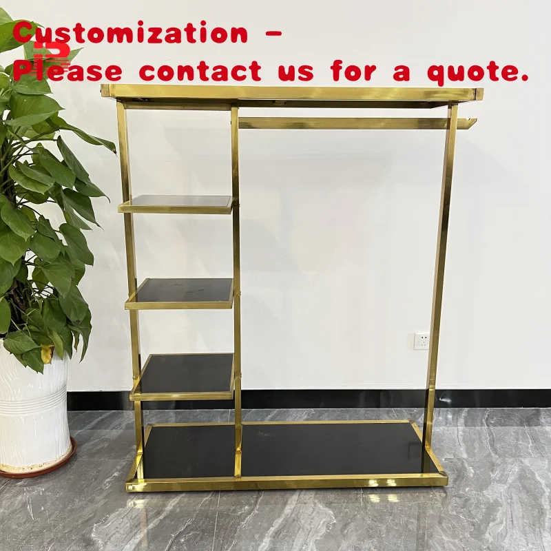 custom.Garment Shelf Cloth Display Stands Stainless Steel Metal Clothing Rack Store