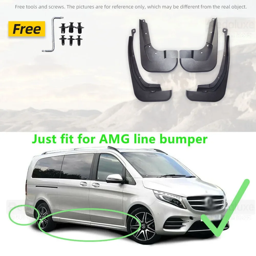 Genuine OEM Splash Guards Mud Flaps For 2016-2023 Mercedes Benz V Class AMG Line