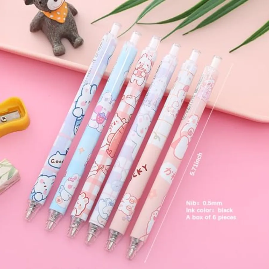 مجموعة أدوات مدرسية مكونة من 58 قطعة من أرنب لطيف مجموعة أدوات مكتبية كاواي للعودة إلى المدرسة تتضمن أقلام جل للكمبيوتر المحمول وملصقات مقلمة