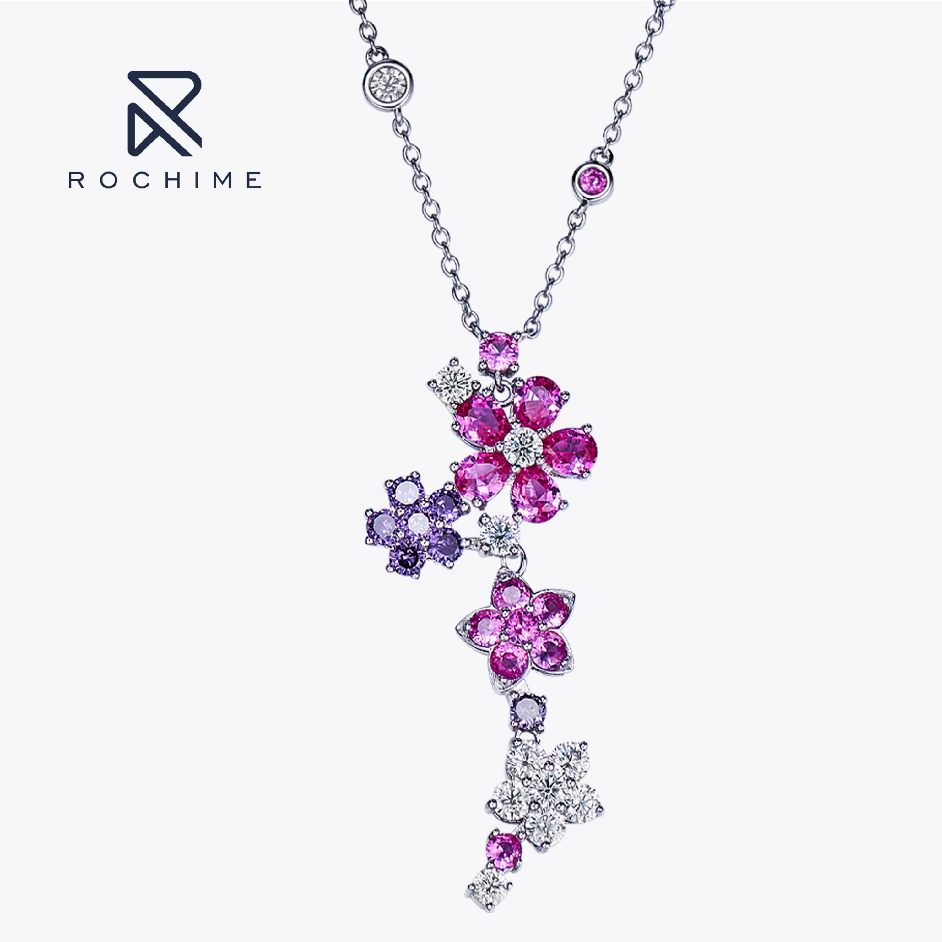 Rochime Fashion Jewelry Flower Necklace 925 Sterling Silver Gold Plated 5a Zircon Jewelry Accessories Women