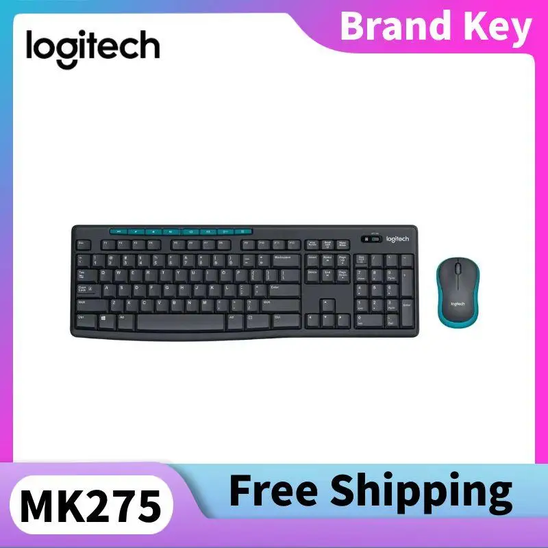 

Logitech MK275 Беспроводная клавиатура и мышь с защитой от брызг Полноразмерная офисная клавиатура Подходит для ноутбуков с приемником 2,4G