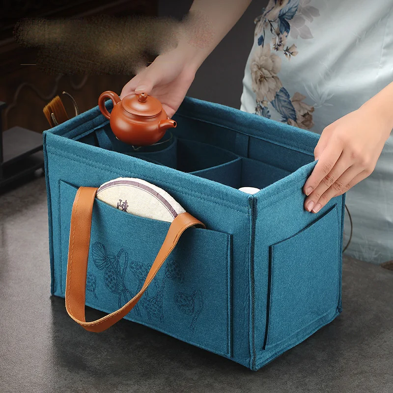 2024 Outdoor Travel Tea Set Storage Bag Portable Car Teapot Tea Cup Storage Bag Multi functional Storage Bag Tea Cozies LF395