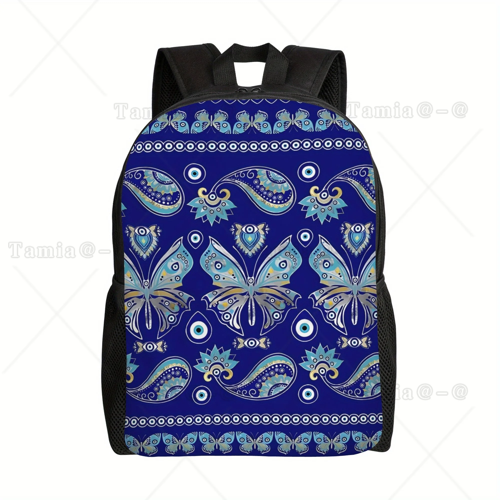 Evil Eye Schmetterling Paisley Blumenmuster Rucksack mit großem Fassungsvermögen, Computertasche, Laptoptasche, Büchertasche für Arbeit, Reisen, Büro