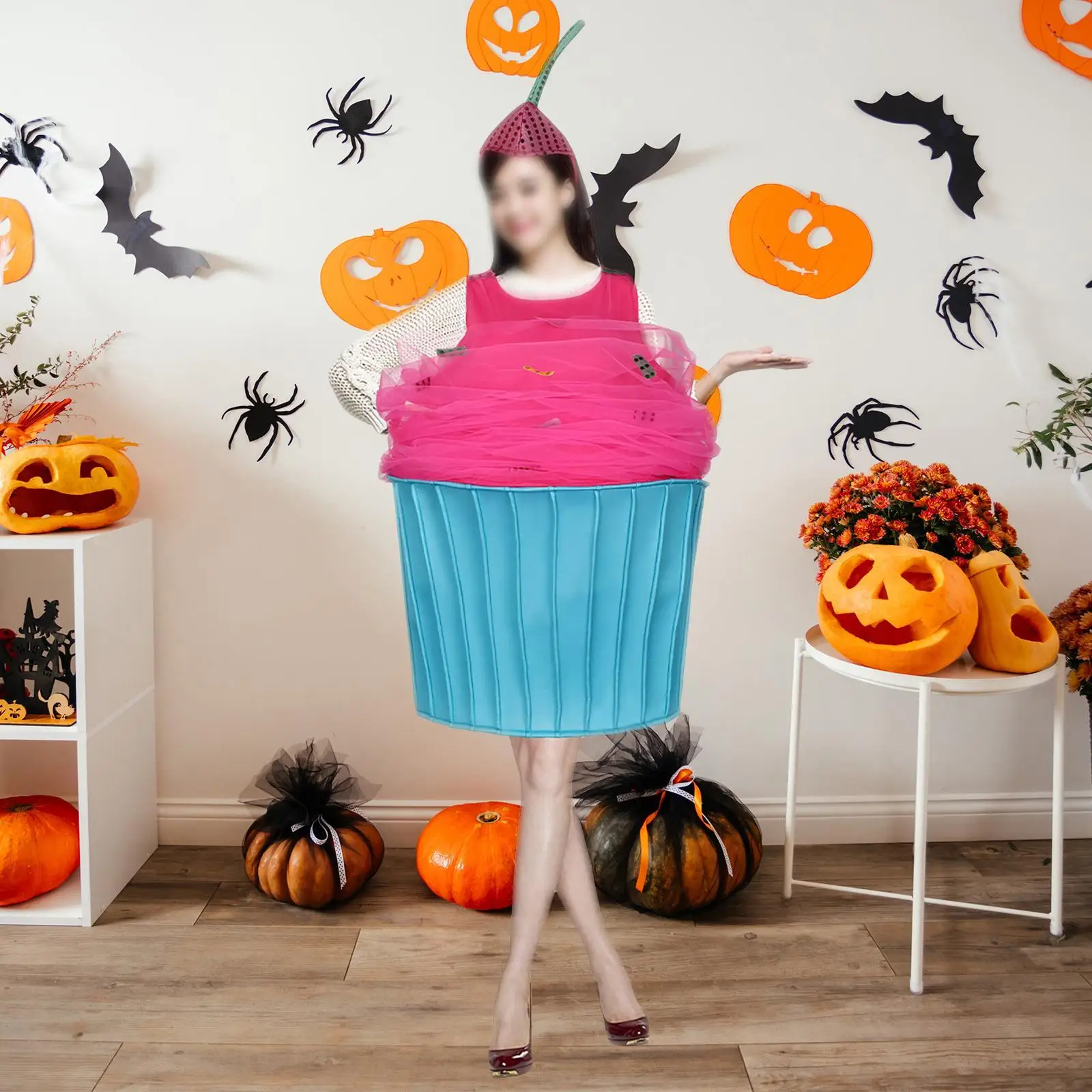 

Women Cupcake Costume Novelty Cosplay Outfit Dress and Headband for Birthday Masquerade Stage Performance Carnival Halloween
