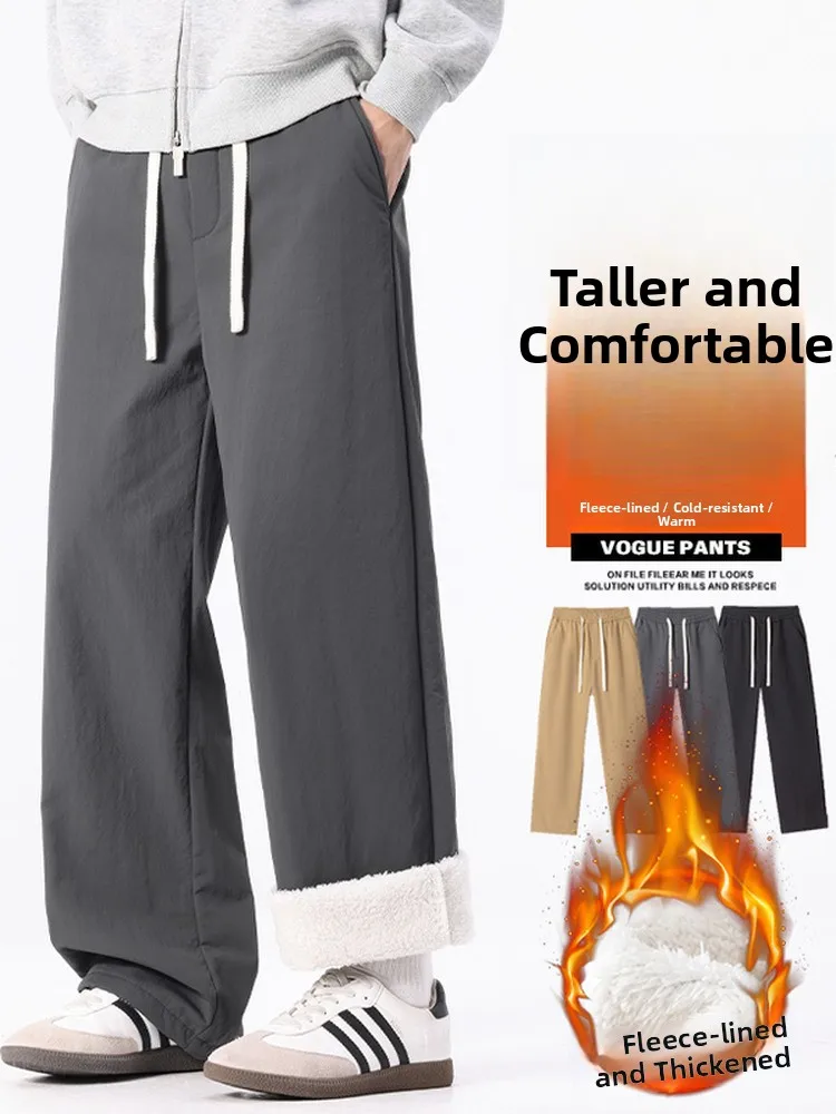 

Новые зимние мужские брюки прямого кроя из овечьего вельвета, повседневные модные универсальные длинные брюки, удобные теплые брюки из нейлоновой ткани