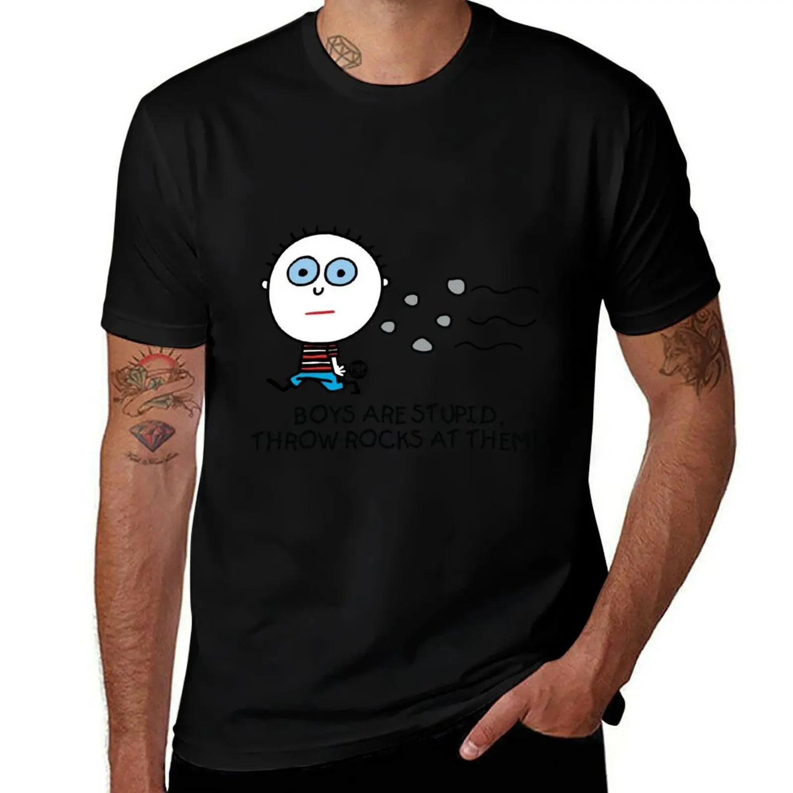 Boys are stupid - Throw rocks at them T-Shirt Casual Graphic Print Tee