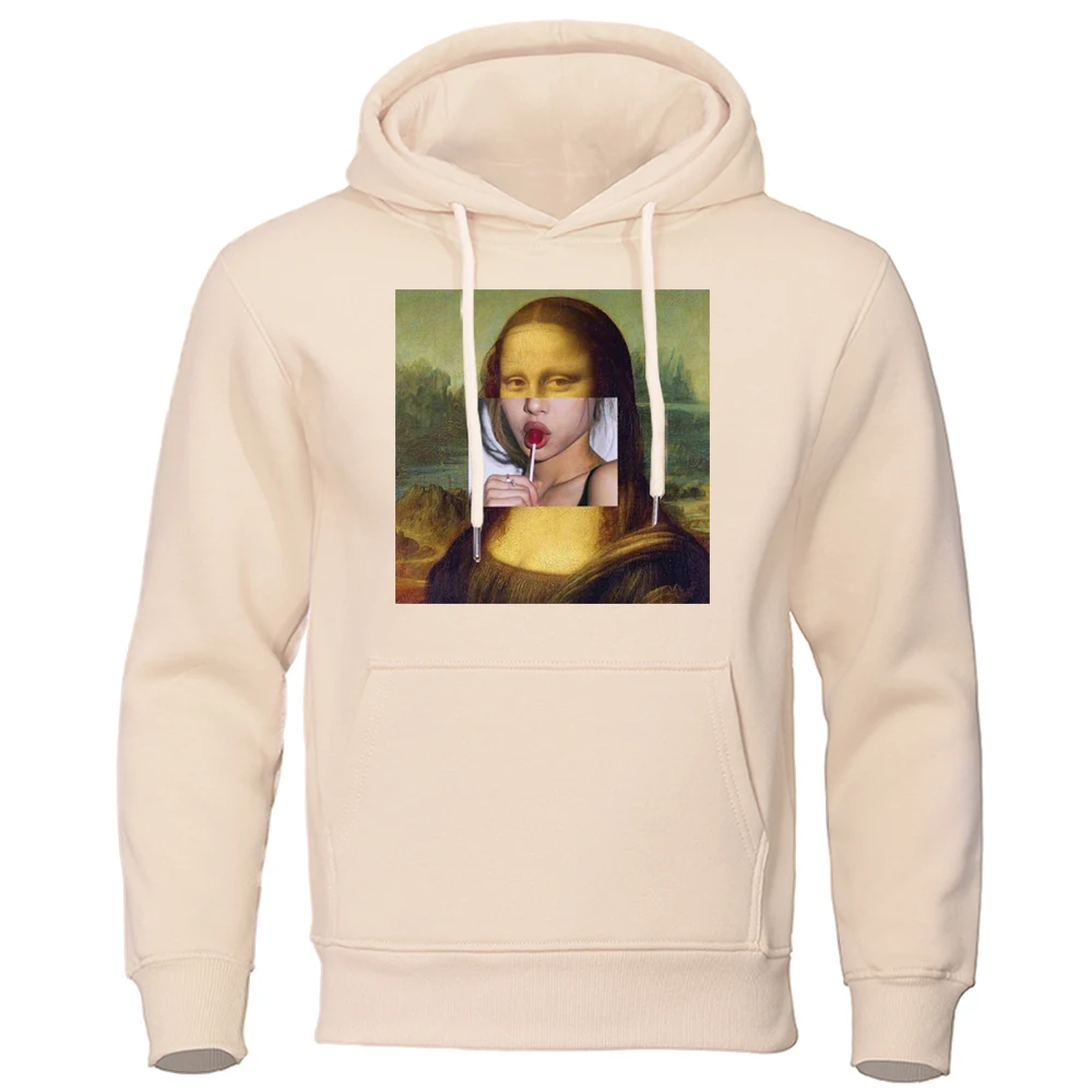 Funny Cosplay Mona Lisa Printed Men Hoodie Fashion Loose Soft Hoody Loose Casual Fleecehoody Autumn Oversizefemale Clothing