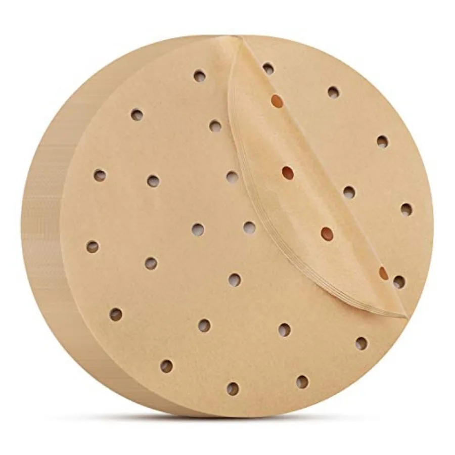Air Fryer Parchment Paper, 200pcs Fryer Disposable Paper Liners Round Air Fryer Filter Paper Perforated Parchment Paper Bamboo