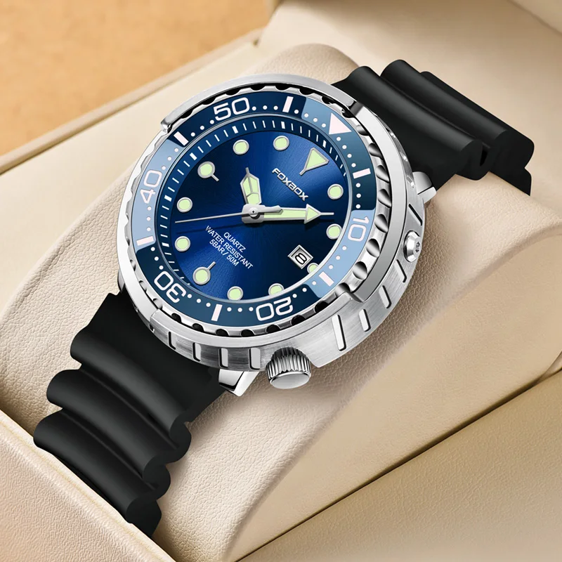 foxbox 44改 FOXBOX Mens Watches 5ATM Sports Waterproof Quartz Wristwatch