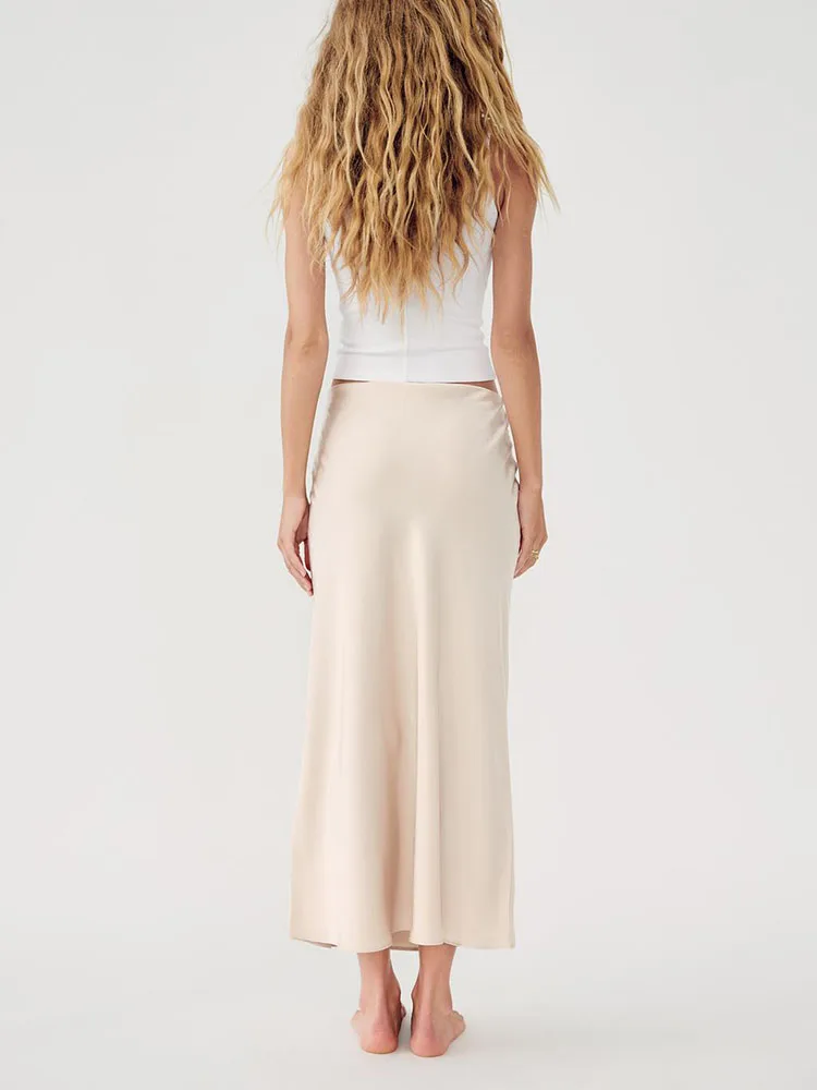 Faionable Zijde Satijn Lange Midi Rok Dames Herfst Nieuwe Collectie Veelzijdige Ele Pendelen Sle Halflange Rok