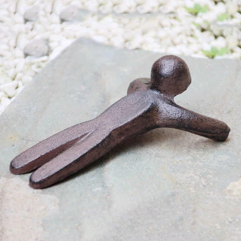 Vintage Cast Iron Door Stops Door Stoppers Prone Push-up People Figures Rustic Brown Door Holders Farmhouse Door Wedges Heavy