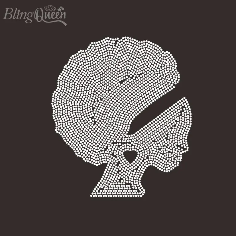 

BlingQueen-African Lady Iron On Rhinestone Transfer Applique, Hot Fix Motif, 5Pcs Lot