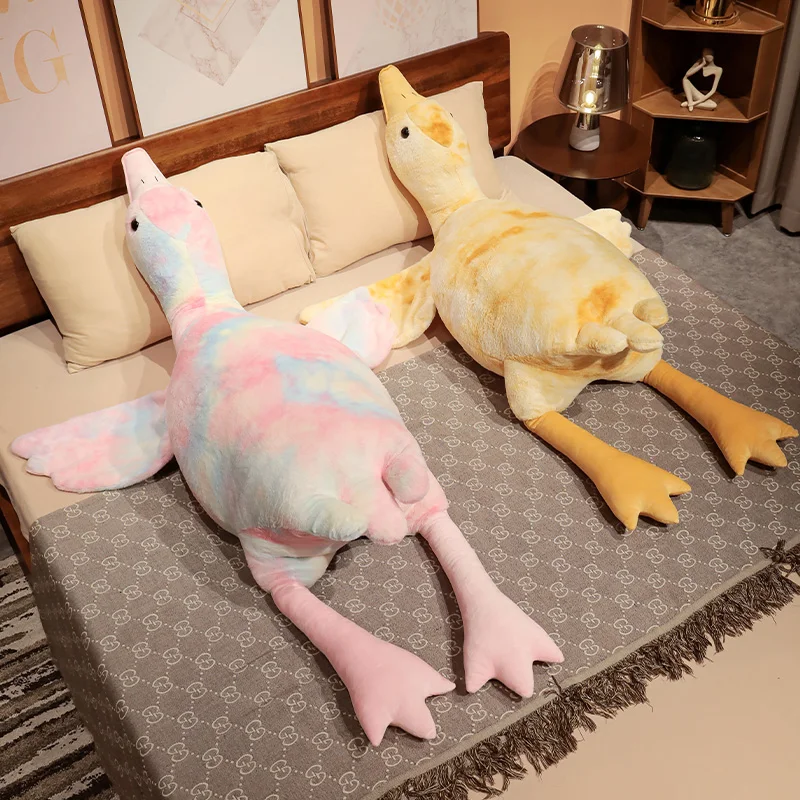 50-160cm Colorful Goose Plush Toys Long Pillow Giant Stuffed Lifelike Wing Hug Duck Sofa Cushion Gift Decor