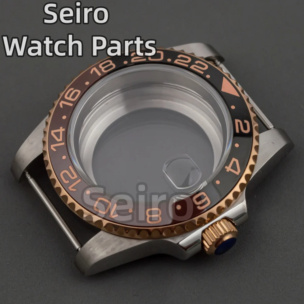 

40MM NH35 Case Silver Rose Stainless Steel Sapphire Glass 100m Waterproof for NH34 NH35 NH36 Movement 28.5mm Dial Sub gmt Case