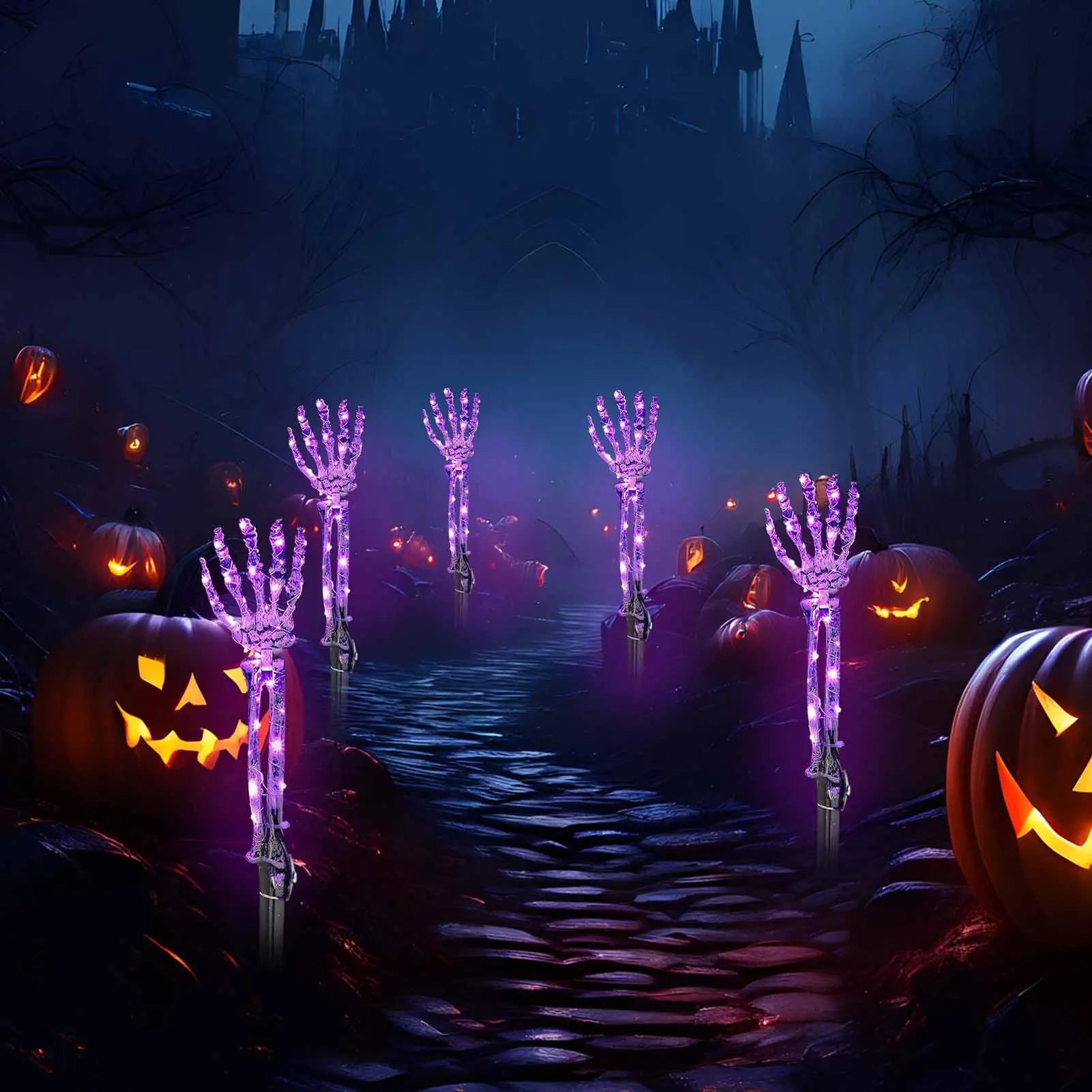 Path Lights LED Lights with Stake Halloween Hand Skeleton Design Waterproof Lamp for Party Outdoor Garden Lawn Patio Driveway