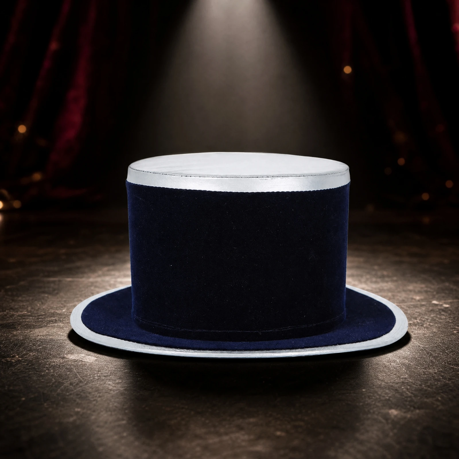 Navy Blue Top Hat with Contrasting Trim Structured Top Hat with Inner Headband Comfortable Sophisticated for Magicians