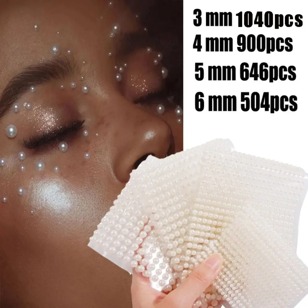 Self Adhesive Hair Pearls Stick Mix 3mm/4mm/5mm/6mm beige Pearls Stickers Pearls Beautiful Face Pearls Stickers