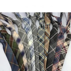 Fashion Plaid Cotton JK Ties Male Korean Female College Girls 6CM Narrow Pink Black Neckties Casual Uniform DK Shirt Accessories
