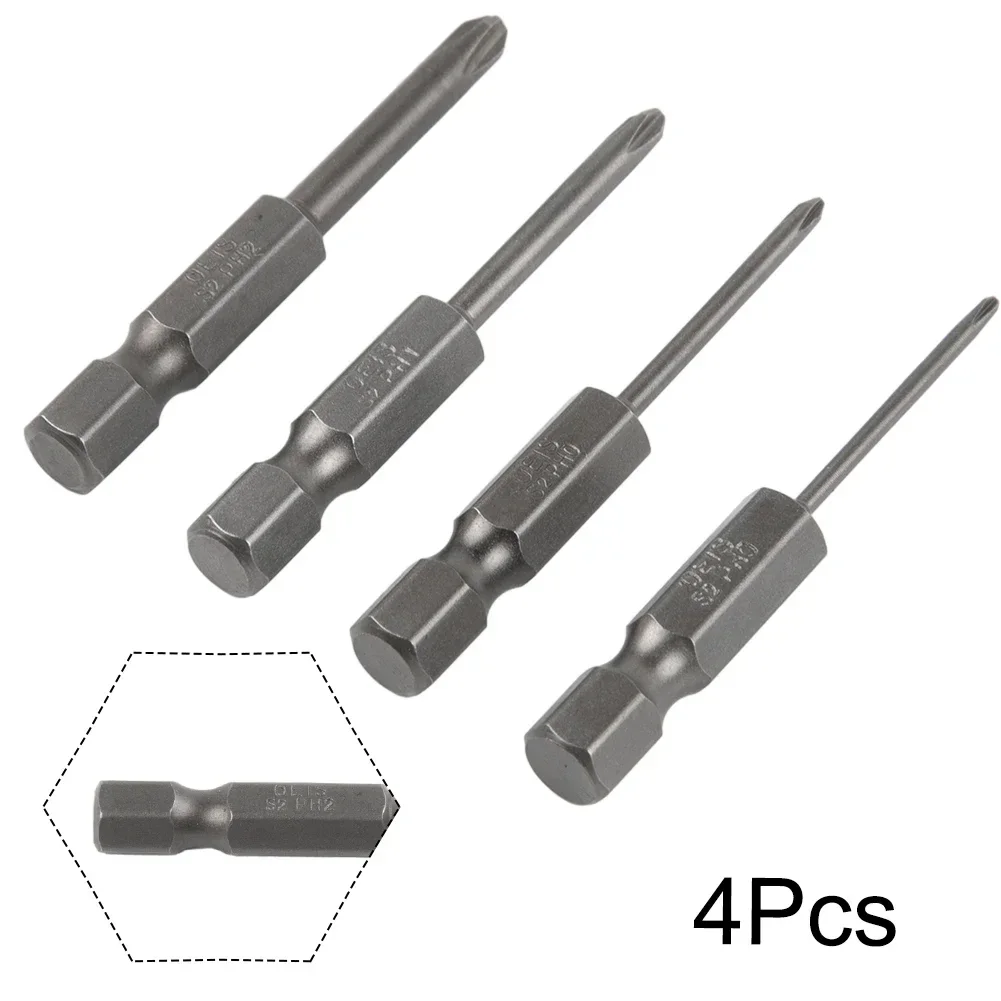 Solid High Quality Screwdriver Bits 1/4 Hex Shank PH2 Precision 4Pcs/set 50mm Alloy Steel Cross Electric Drills