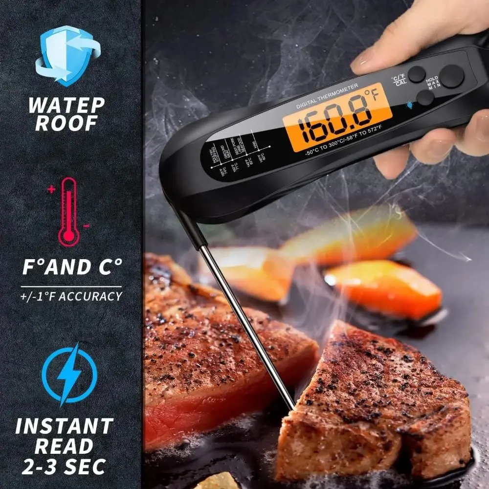 

2-in-1 Digital Thermometer Backlight Temperature Electronic Food Thermometer Instant Read Food-Grade