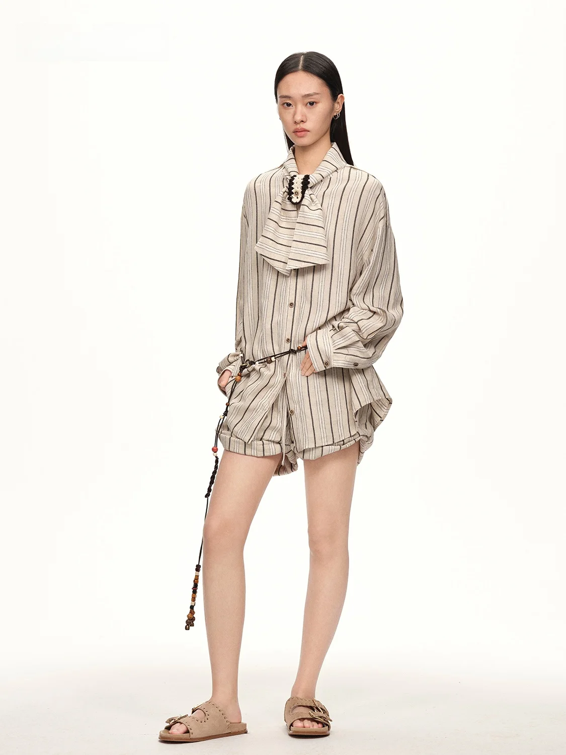 

Женские модные летние шорты Me Siento Casual в полоску с высокой талией, прямые брюки свободного кроя из льняной смеси