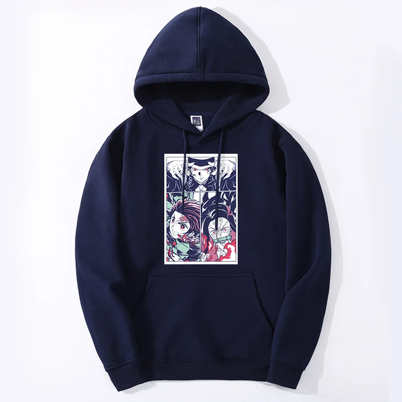 Demon Slayer Japan Anime Hoodies Sweatshirts Men Tanjirou Mangas Kimetsu No Yaiba Pullover Hip Hop Oversize Fleece Sudaderas