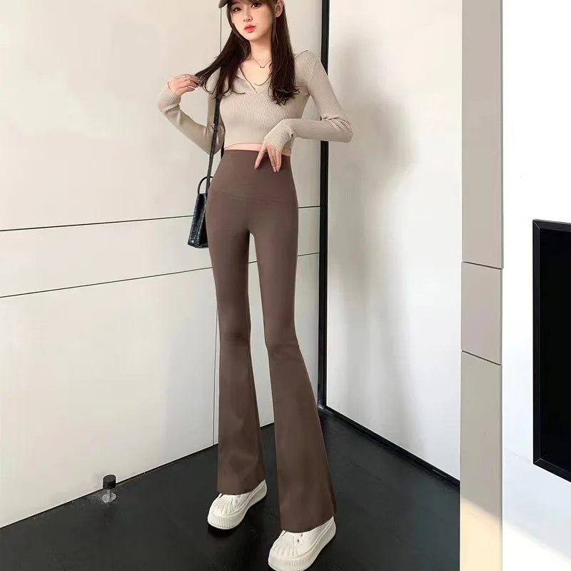 High Waist Slim Flared Pants Solid Sexy Leggings High Elastic Skinny Hip Liftting Pants Outdoor Trainning Fashion Yoga Tights