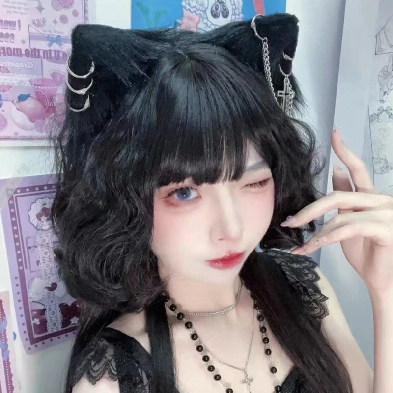 Lolita Gothic Beast Ear Hair Clip Anime Show Maid Cosplay Hairpin Women Punk Plush Cat Ear Party Costume Hair Barrettes Decor